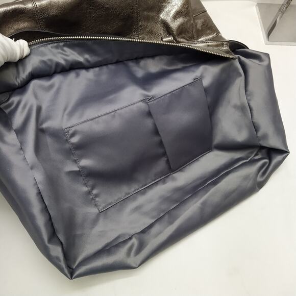 Coach Metallic Gray Leather Double Handles Zipper Closure Tote Shoulder Bag - Picture 11 of 14